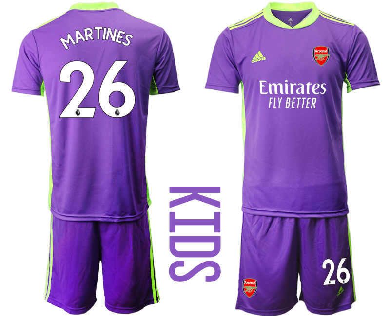 Youth 2020-21 Arsenal purple goalkeeper 26# MARTINES soccer jerseys