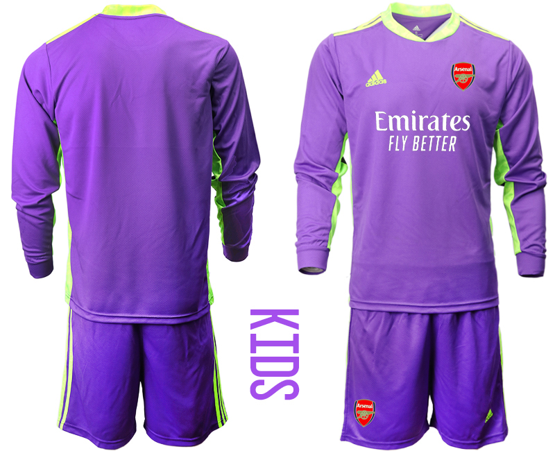 Youth 2020-21 Arsenal purple goalkeeper long sleeve soccer jerseys