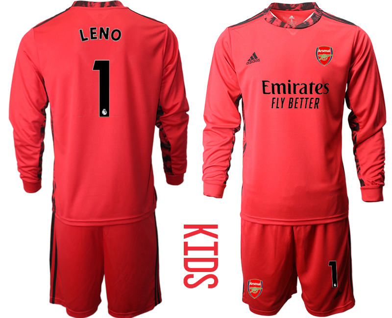 Youth 2020-21 Arsenal red goalkeeper 1# LENO long sleeve soccer jerseys