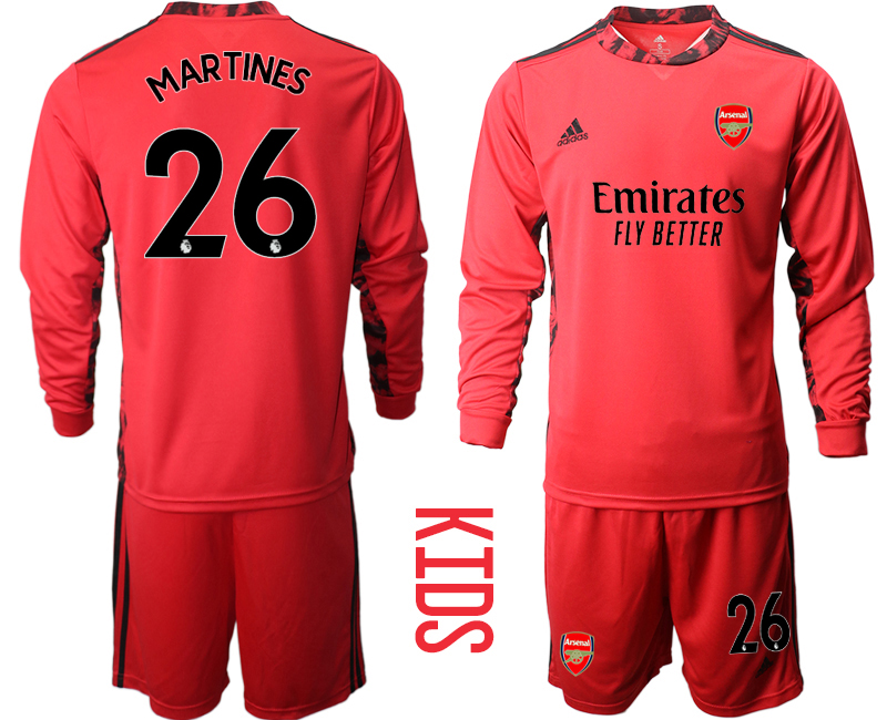 Youth 2020-21 Arsenal red goalkeeper 26# MARTINES long sleeve soccer jerseys