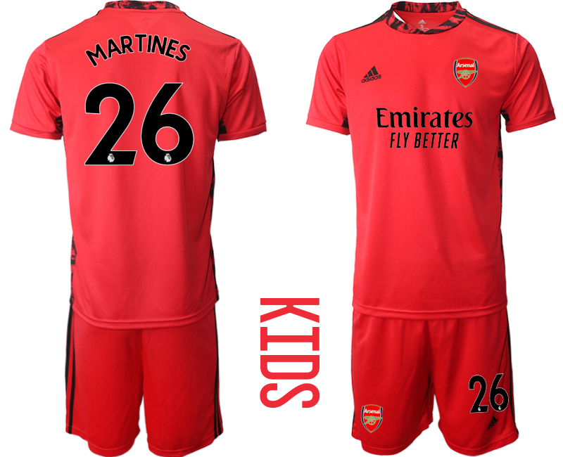 Youth 2020-21 Arsenal red goalkeeper 26# MARTINES soccer jerseys
