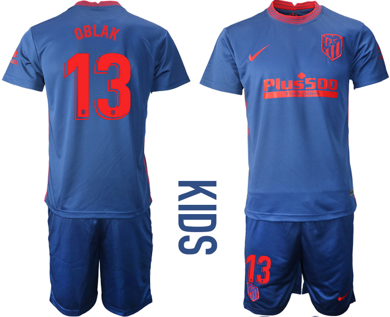 Youth 2020-21 Atlético Madrid away 13# OBLAK soccer jerseys