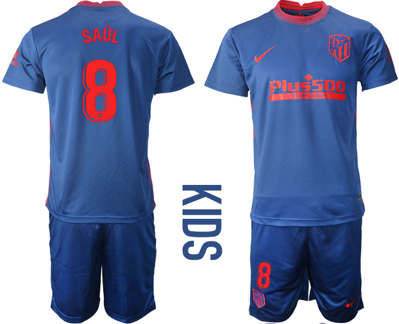 Youth 2020-21 Atlético Madrid away 8# SAUL soccer jerseys