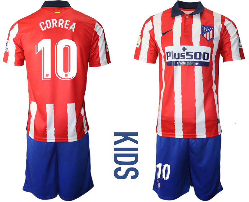 Youth 2020-21 Atlético Madrid home 10# CORREA soccer jerseys
