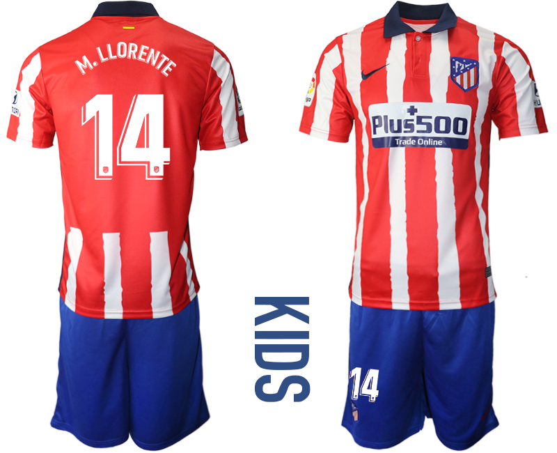 Youth 2020-21 Atlético Madrid home 14# M.LLORENTE soccer jerseys