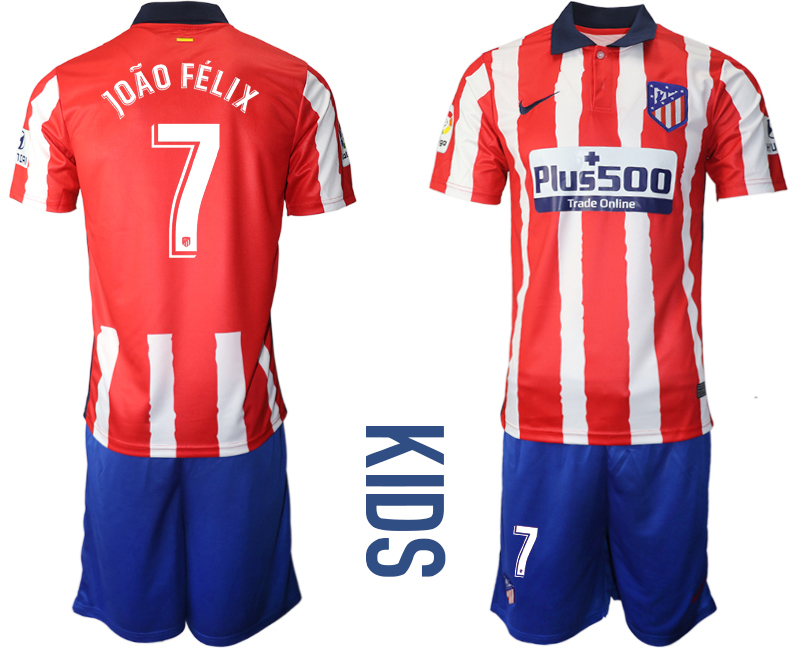 Youth 2020-21 Atlético Madrid home 7# JOAO FELIX soccer jerseys