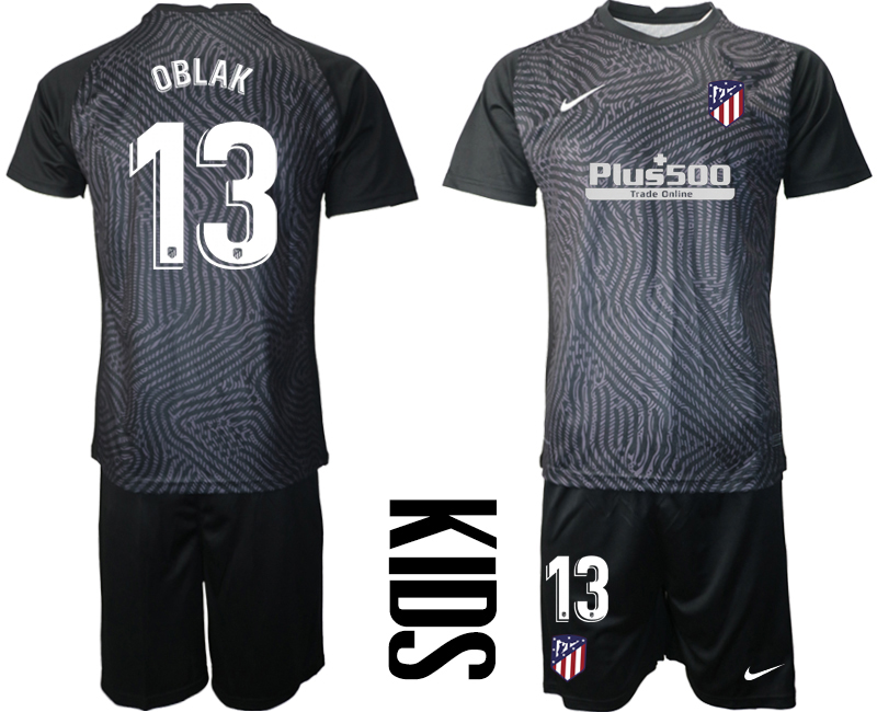 Youth 2020-21 Atletico Madrid black goalkeeper 13# OBLAK soccer jerseys