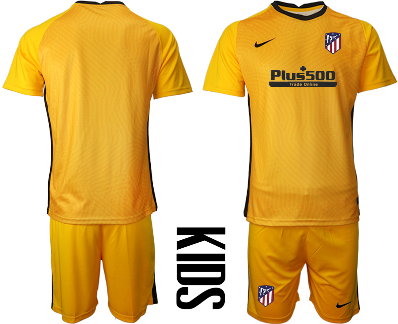 Youth 2020-21 Atletico Madrid yellow goalkeeper soccer jerseys