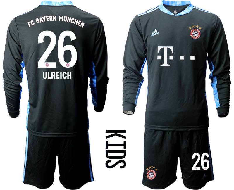Youth 2020-21 Bayern Munich black goalkeeper 26# ULREICH long sleeve soccer jerseys