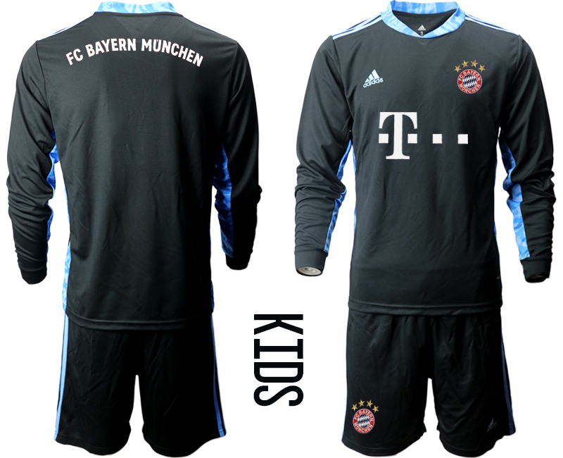 Youth 2020-21 Bayern Munich black goalkeeper long sleeve soccer jerseys