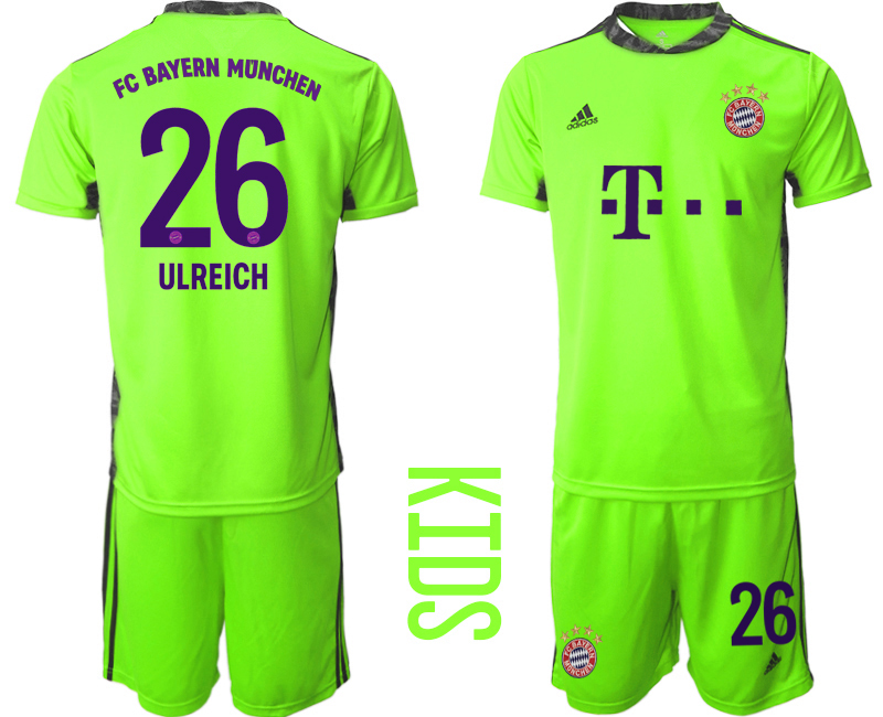 Youth 2020-21 Bayern Munich fluorescent green goalkeeper 26# ULREICH soccer jerseys