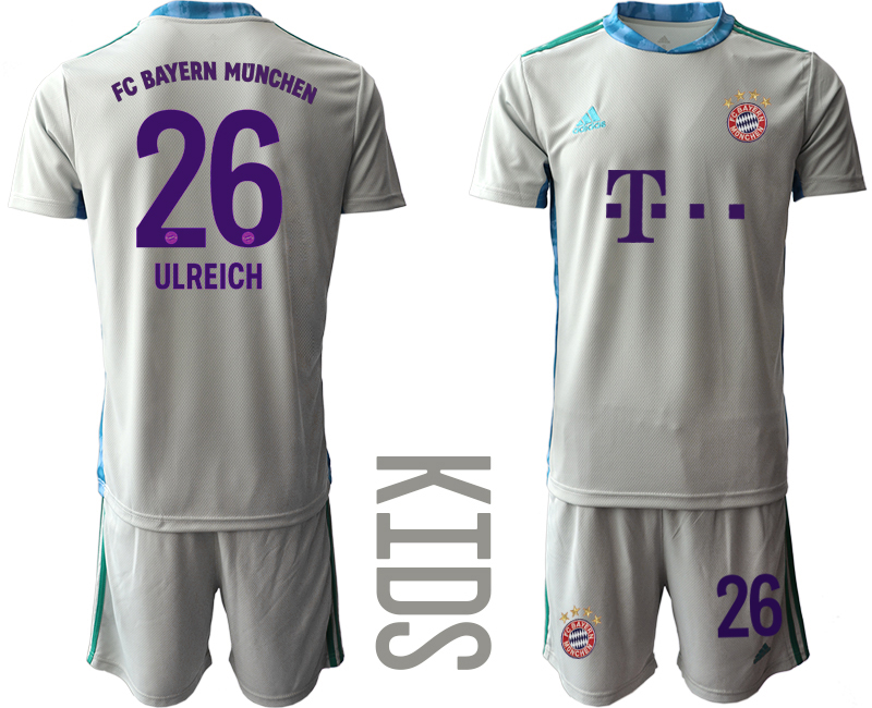 Youth 2020-21 Bayern Munich gray goalkeeper 26# ULREICH soccer jerseys