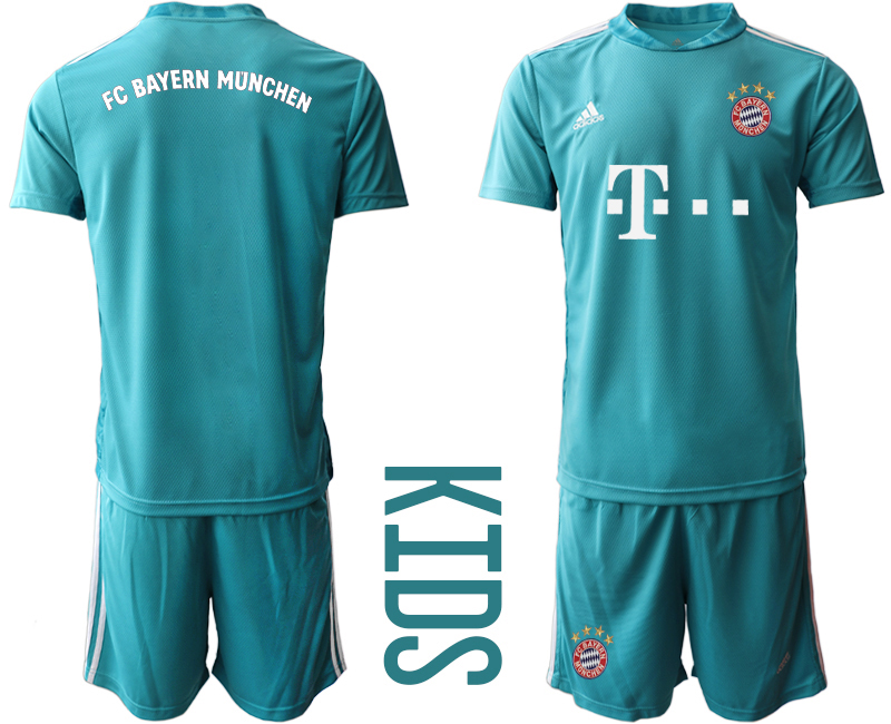 Youth 2020-21 Bayern Munich lake blue goalkeeper soccer jerseys