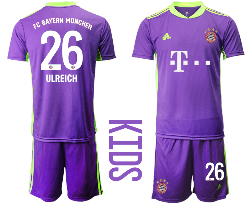 Youth 2020-21 Bayern Munich purple goalkeeper 26# ULREICH soccer jerseys
