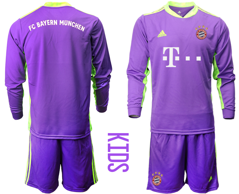 Youth 2020-21 Bayern Munich purple goalkeeper long sleeve soccer jerseys