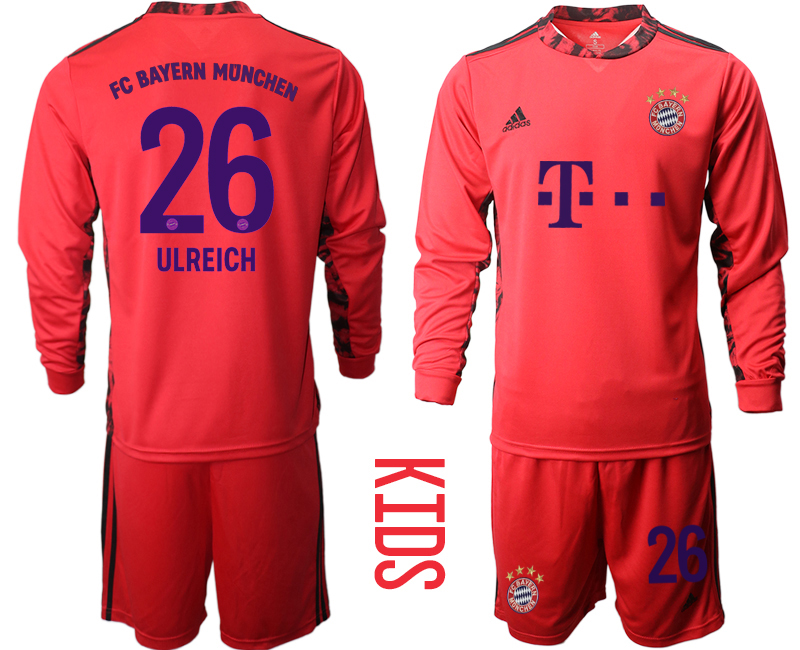 Youth 2020-21 Bayern Munich red goalkeeper 26# ULREICH long sleeve soccer jerseys