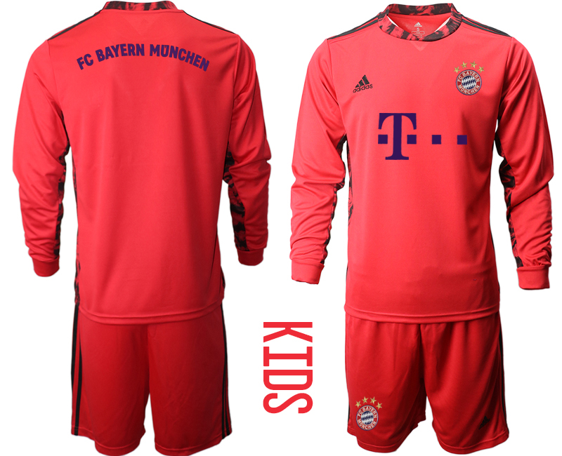 Youth 2020-21 Bayern Munich red goalkeeper long sleeve soccer jerseys