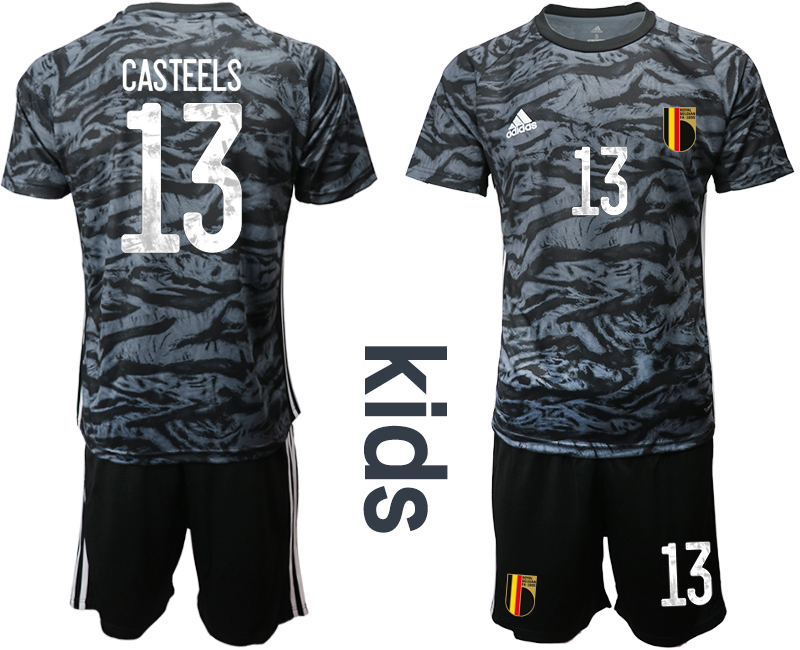 Youth 2020-21 Belgium black  goalkeeper 13# CASTEELS soccer jerseys