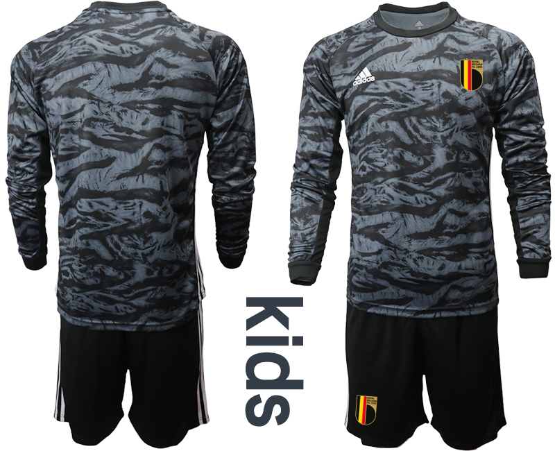 Youth 2020-21 Belgium black goalkeeper  long sleeve soccer jerseys.