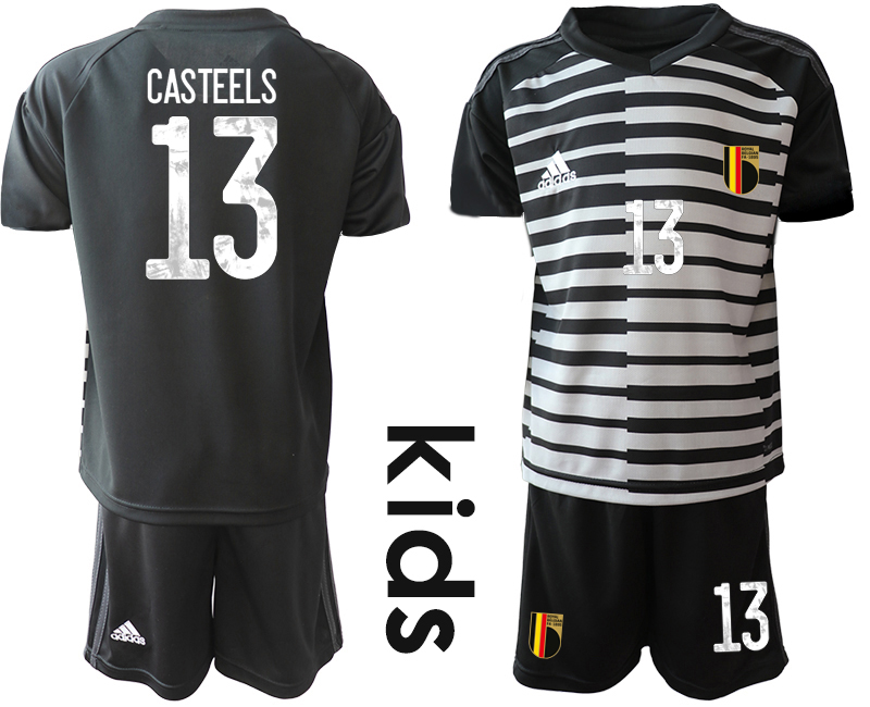 Youth 2020-21 Belgium black goalkeeper 13# CASTEELS soccer jerseys.