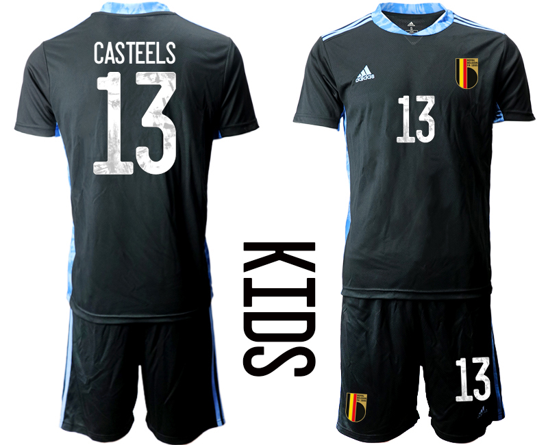 Youth 2020-21 Belgium black goalkeeper 13# CASTEELS soccer jerseys