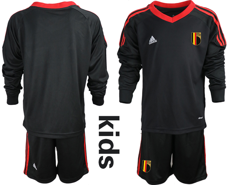 Youth 2020-21 Belgium black goalkeeper long sleeve  soccer jerseys.