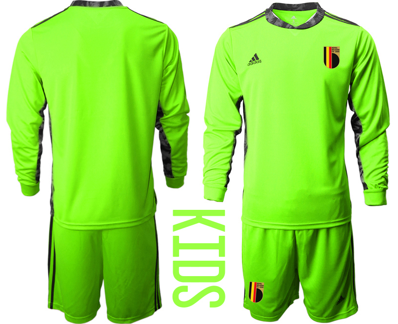 Youth 2020-21 Belgium fluorescent green goalkeeper long sleeve soccer jerseys
