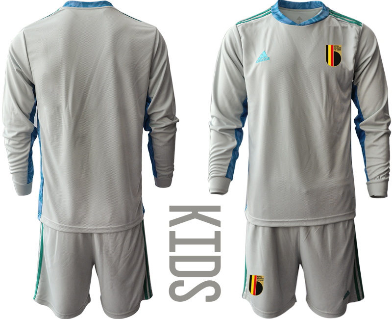 Youth 2020-21 Belgium gray goalkeeper long sleeve soccer jerseys