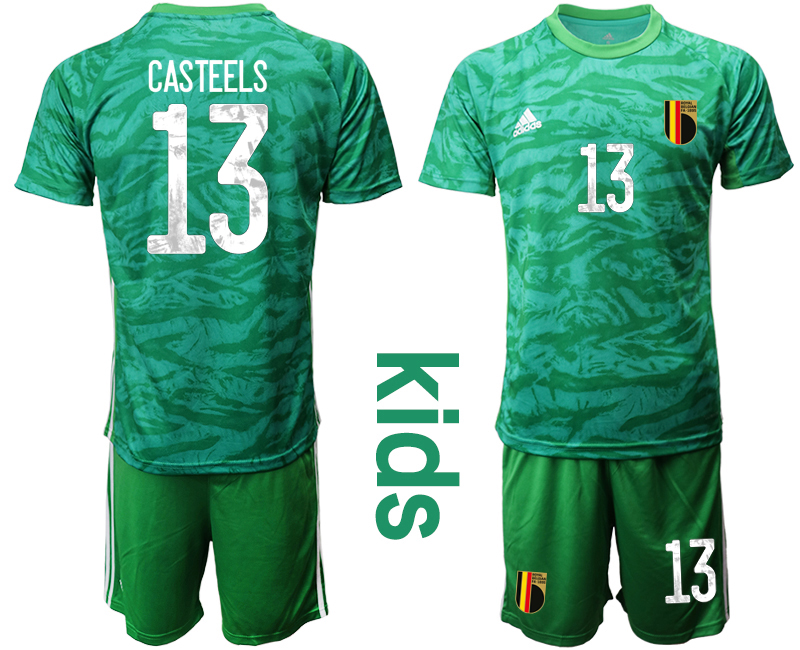 Youth 2020-21 Belgium green goalkeeper 13# CASTEELS soccer jerseys