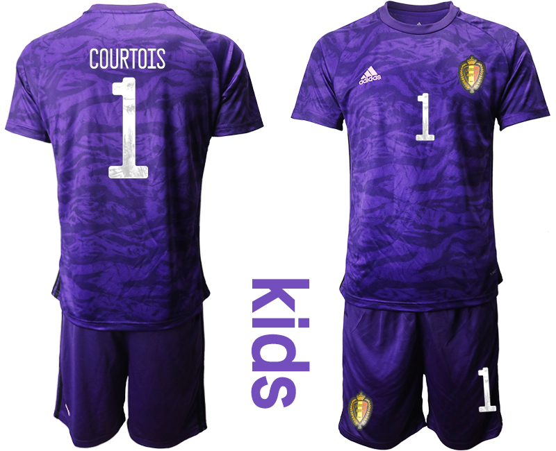 Youth 2020-21 Belgium purple goalkeeper 1# COURTOIS soccer jerseys.