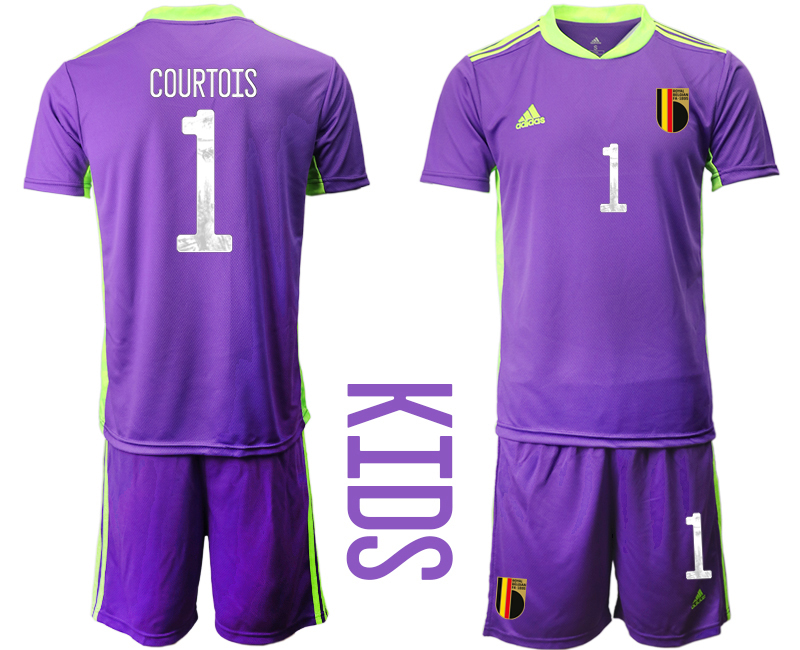 Youth 2020-21 Belgium purple goalkeeper 1# COURTOIS soccer jerseys