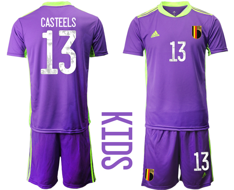 Youth 2020-21 Belgium purple goalkeeper 13# CASTEELS soccer jerseys
