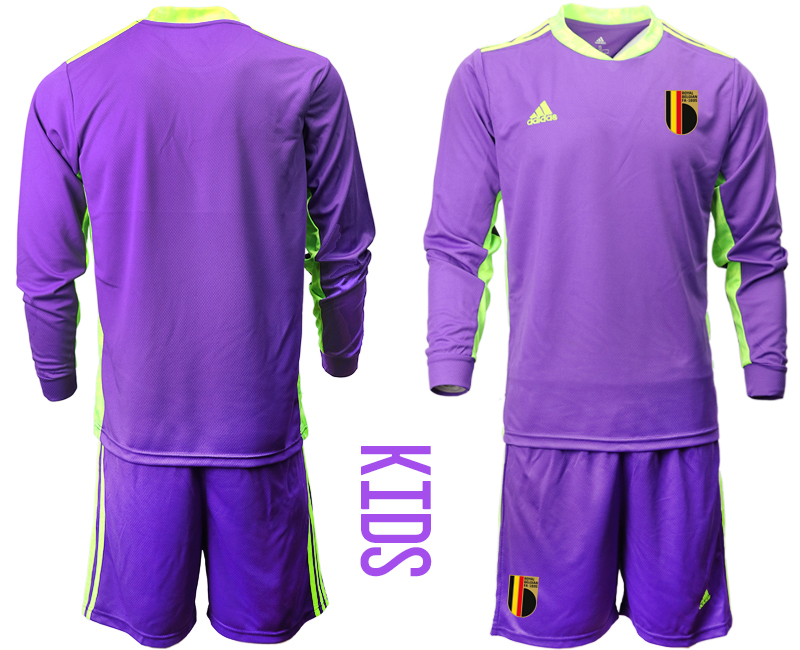 Youth 2020-21 Belgium purple goalkeeper long sleeve soccer jerseys