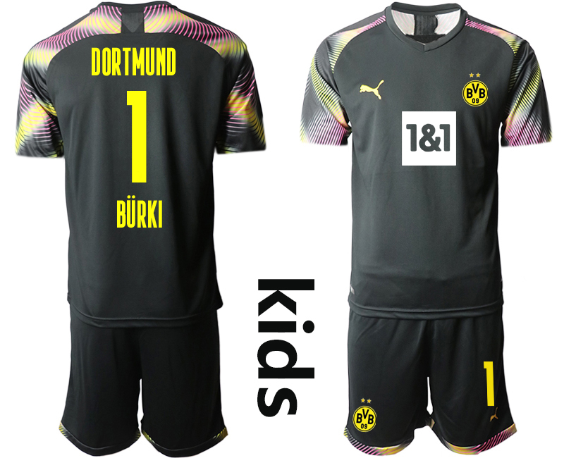 Youth 2020-21 Borussia Dortmund black goalkeeper 1# BURKI soccer jerseys