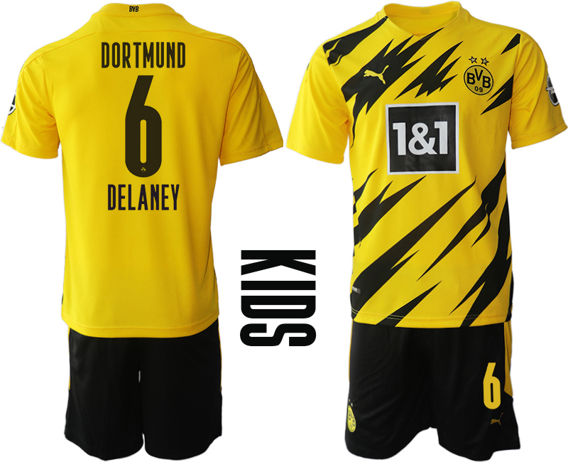 Youth 2020-21 Borussia Dortmund home 6# DELANEY soccer jerseys