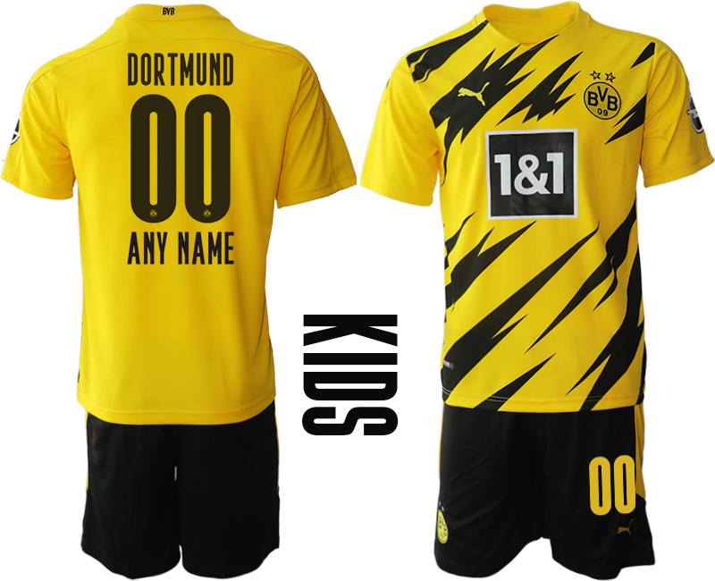 Youth 2020-21 Borussia Dortmund home any name custom soccer jerseys