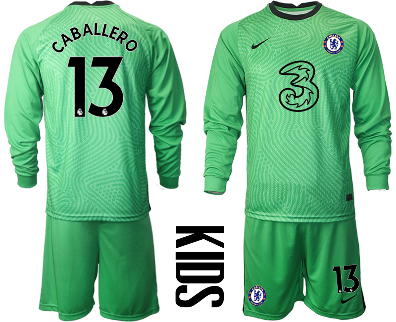 Youth 2020-21 Chelsea green goalkeeper 13# CABALLERO long sleeve soccer jerseys