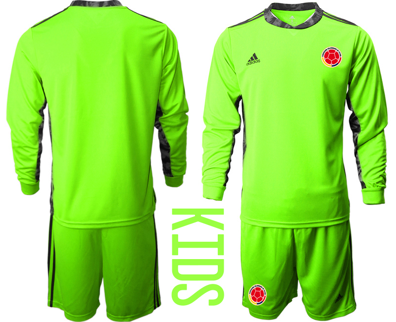 Youth 2020-21 Colombia fluorescent green goalkeeper long sleeve soccer jerseys