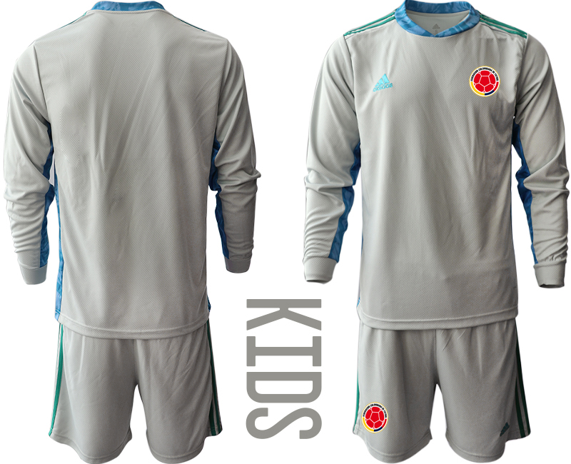 Youth 2020-21 Colombia gray goalkeeper long sleeve soccer jerseys