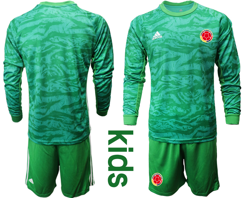 Youth 2020-21 Colombia green goalkeeper long sleeve soccer jerseys