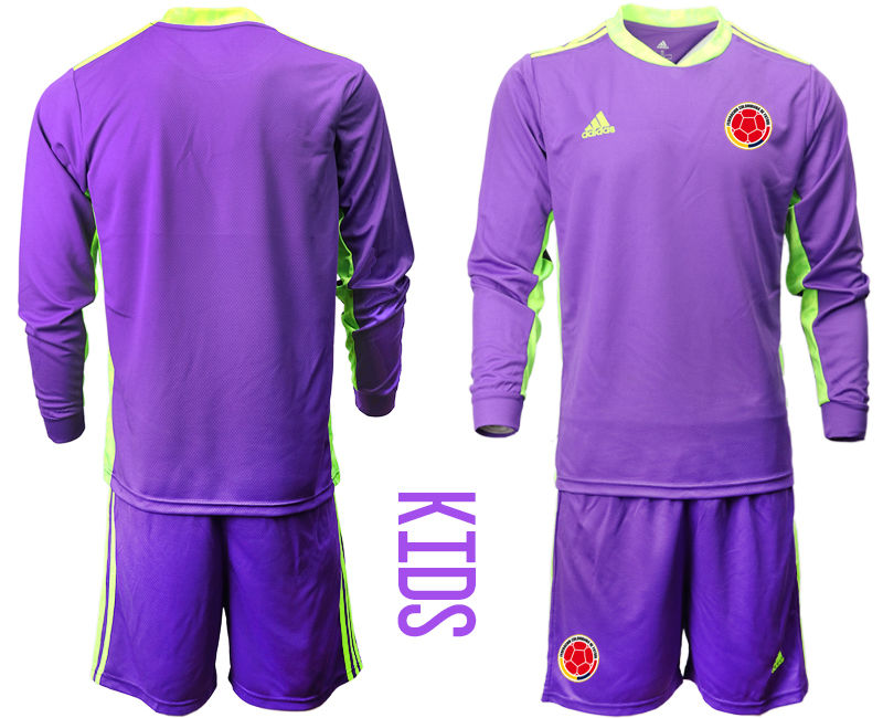 Youth 2020-21 Colombia purple goalkeeper long sleeve soccer jerseys