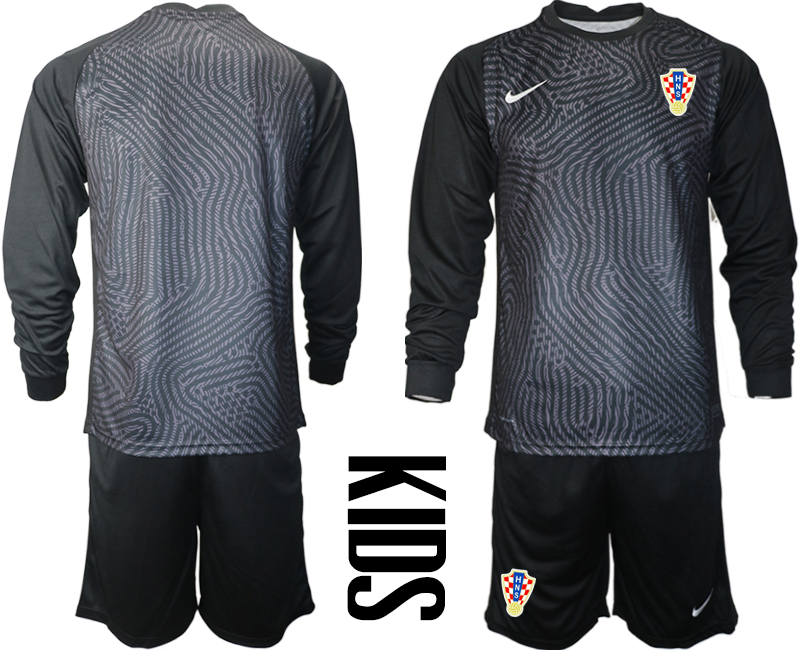 Youth 2020-21 Croatia black goalkeeper long sleeve soccer jerseys
