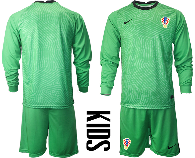 Youth 2020-21 Croatia green goalkeeper long sleeve soccer jerseys