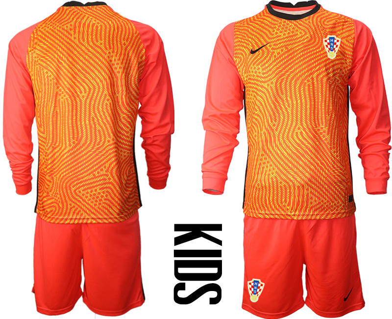 Youth 2020-21 Croatia red goalkeeper long sleeve soccer jerseys