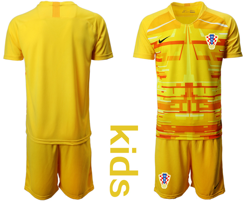 Youth 2020-21 Croatia yellow goalkeeper soccer jerseys.