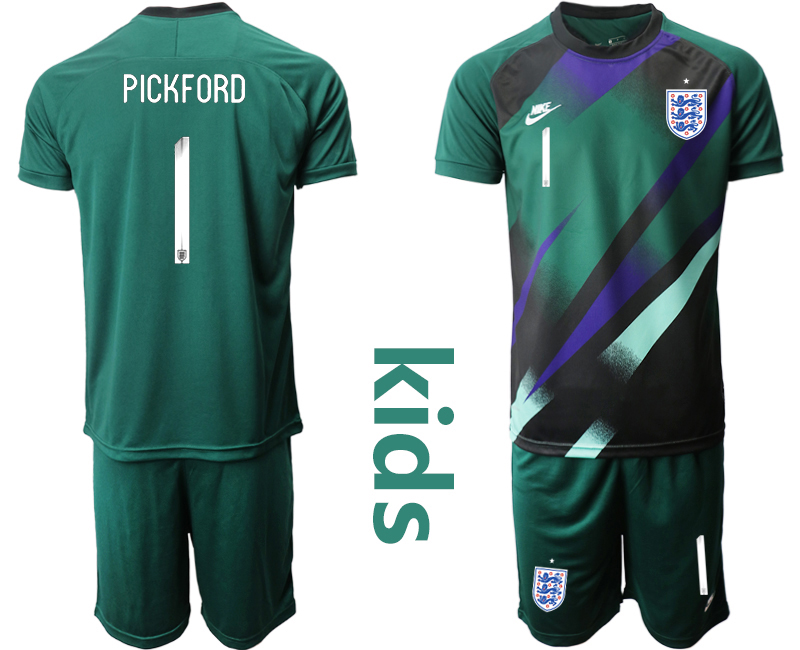 Youth 2020-21 England Dark green goalkeeper 1# PICKFORD soccer jerseys