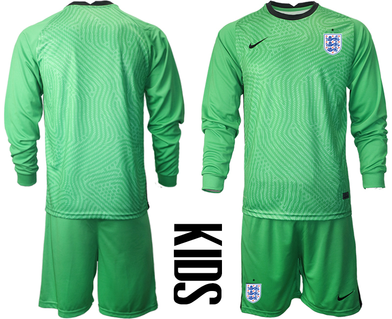 Youth 2020-21 England green goalkeeper long sleeve soccer jerseys