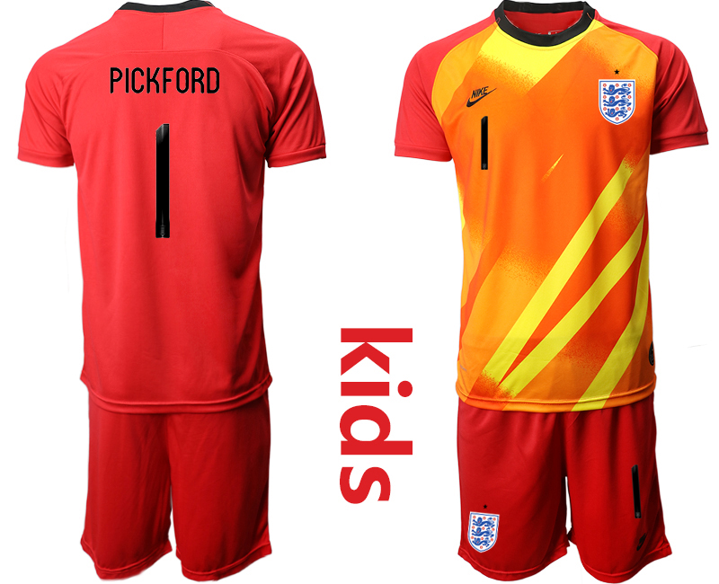 Youth 2020-21 England red goalkeeper 1# PICKFORD soccer jerseys