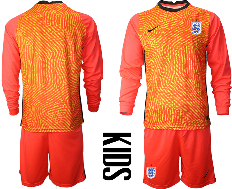 Youth 2020-21 England red goalkeeper long sleeve soccer jerseys