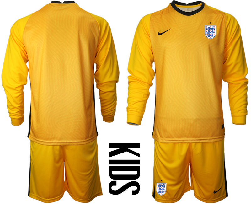Youth 2020-21 England yellow goalkeeper long sleeve soccer jerseys